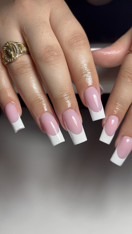 Manicure appointment: hands only, pink and white French-tip nails